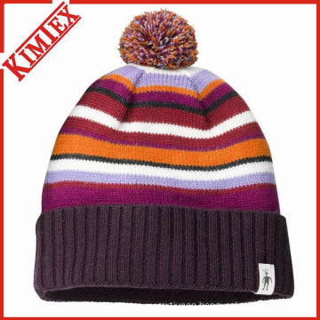 100% Acrylic Embroidery Promotion Cuffed Knitted Hat